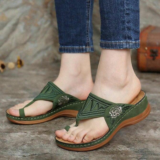 Embroidery Orthopedic Comfy Flip Flop Sandals（NOW 50% OFF）
