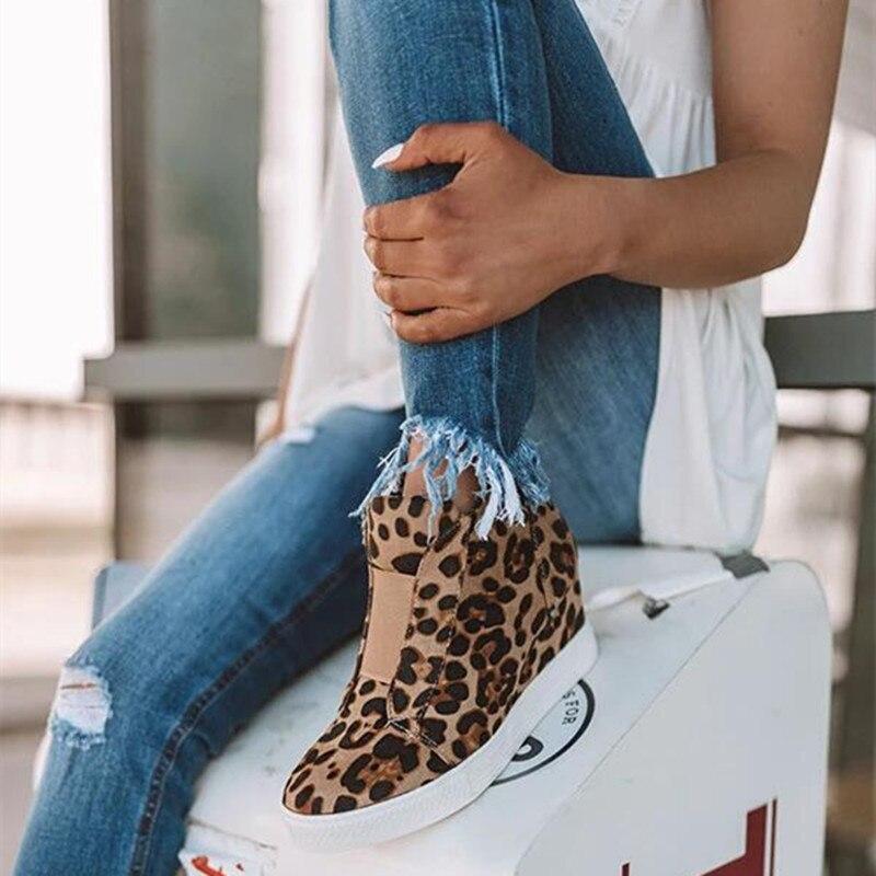 2020 Zapatillas Botas Mujer con Cuña de Invierno Cómodas para Caminar  Leopardo