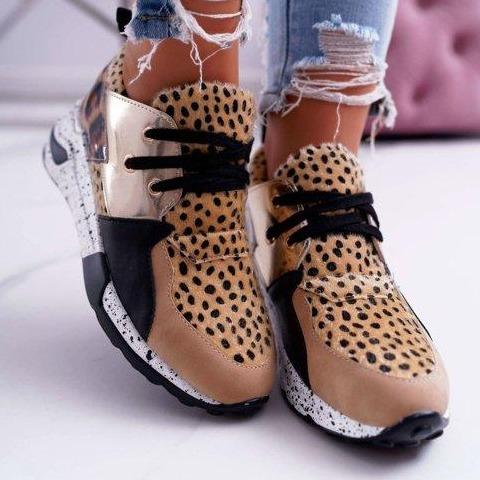Zapatillas de deporte casual para mujer 2020, zapatos cómodos de suela gruesa para mujer, zapatillas de deporte de lujo para Invierno Leopardo