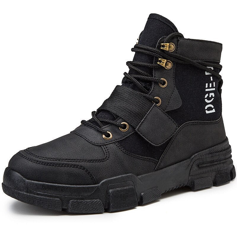Nuevas botas para hombre 2020 militares de cuero antideslizantes cómodos zapatos de invierno y otoño Negras
