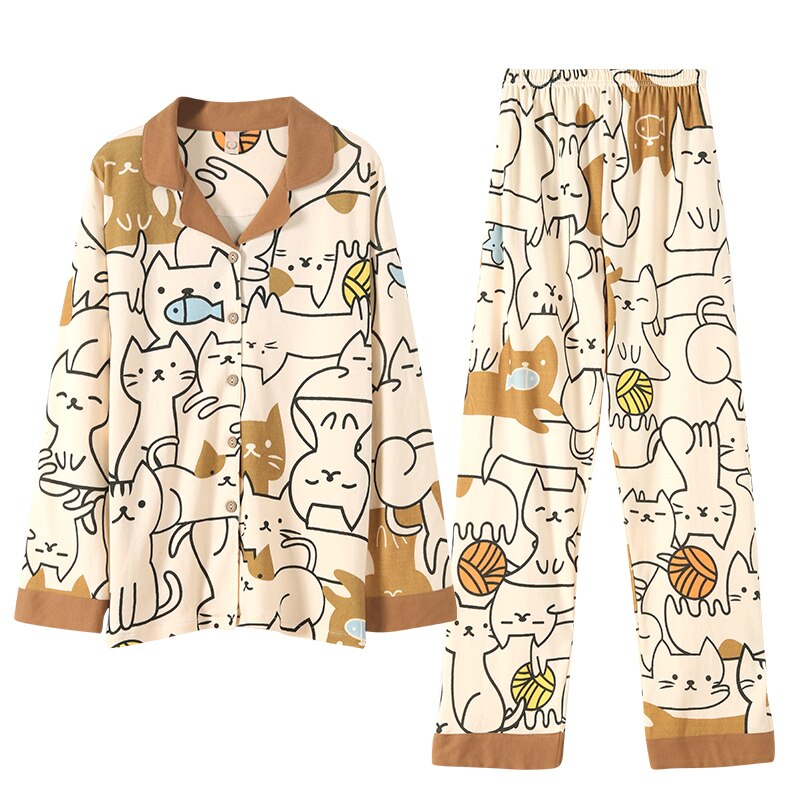 Pijamas de Algodón para Mujer Estampados con Bolsillos