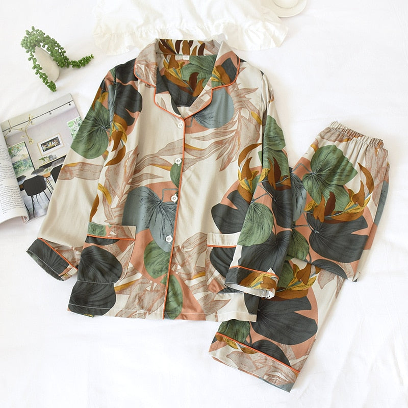 Pijamas para Mujer Estampado Floral de Algodón