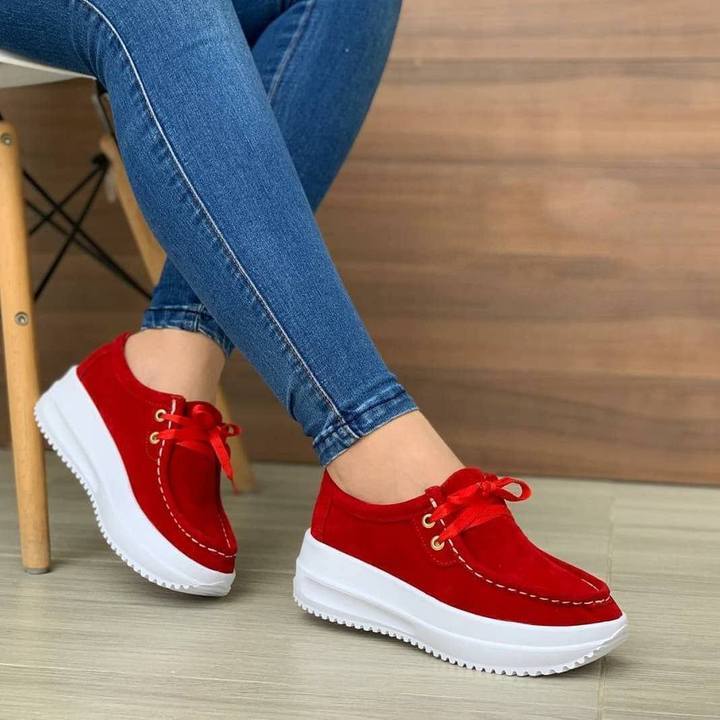 De mujer Ante Tipo de tacón Plataforma Cuñas con Cordones zapatos Negro  Rojo