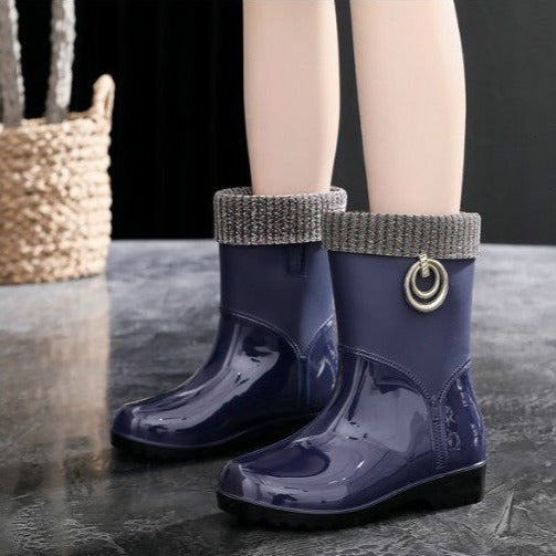 Botas de Lluvia para Mujer Impermeables Tacón Bajo
