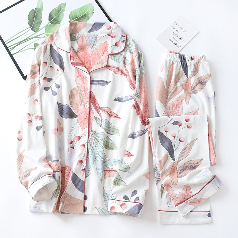 Pijamas para Mujer Estampado Floral de Algodón