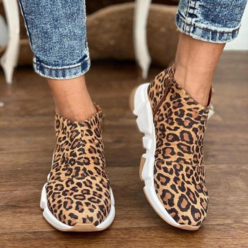 Zapatillas Botín con plataforma para Mujer Leopardo