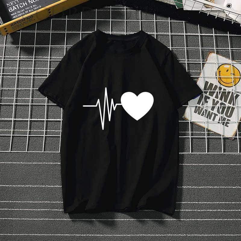 Florydays Camisetas S2 BK Negro / S Camiseta Estampada A La Moda Con Manga Ancha