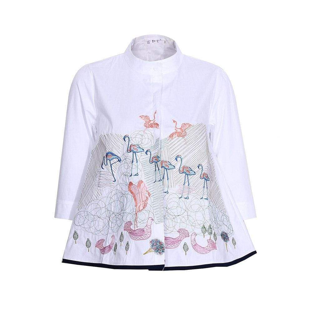 Florydays Camisetas S2 Blanco 5 / S Camisa Con Bordado Abstracto Y Mangas 3/4