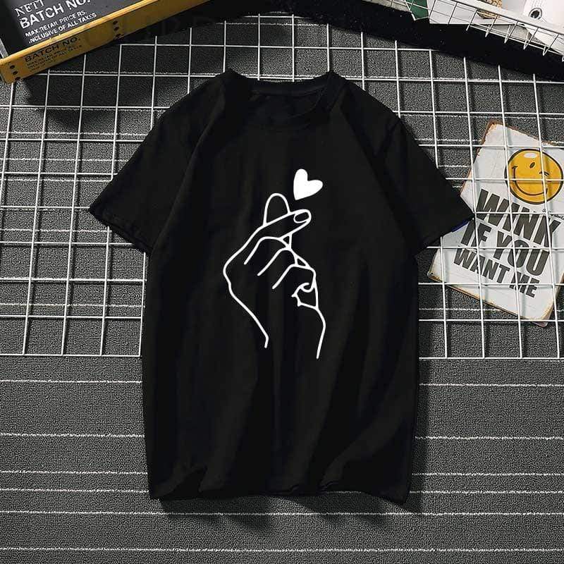 Florydays Camisetas S2 BX Negro / S Camiseta Estampada A La Moda Con Manga Ancha