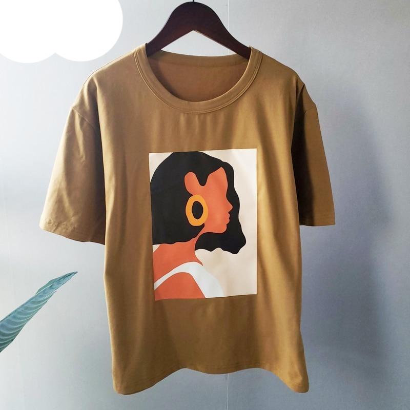 Florydays Camisetas S2 Cafe / One Size Camisetas Con Personajes Estampados De Algodon