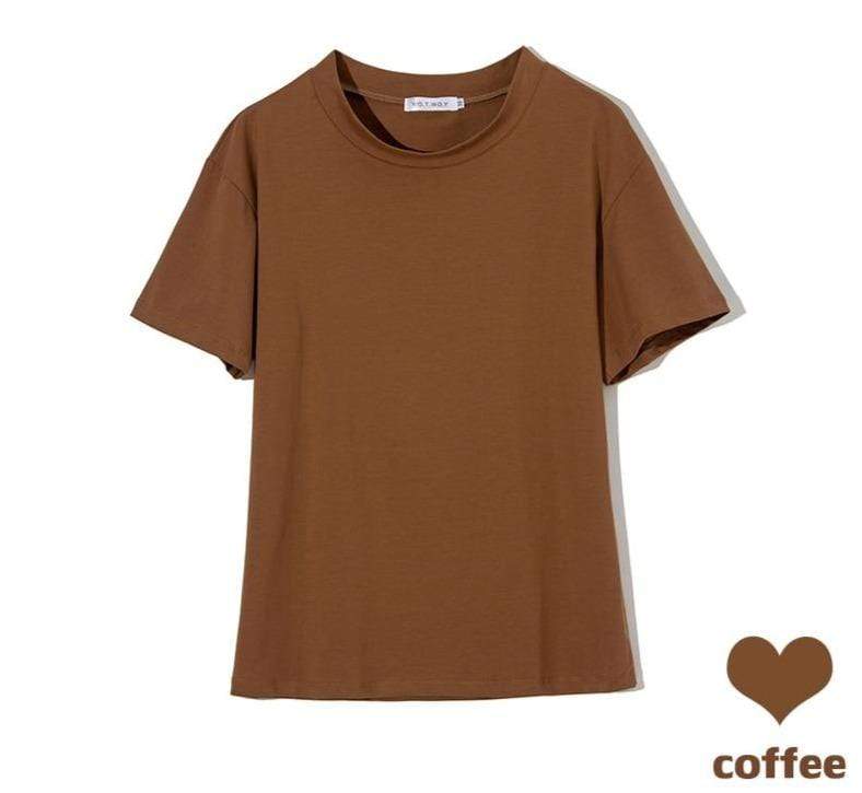 Florydays Camisetas S2 Café / S Camisetas Básicas Anchas Unicolor