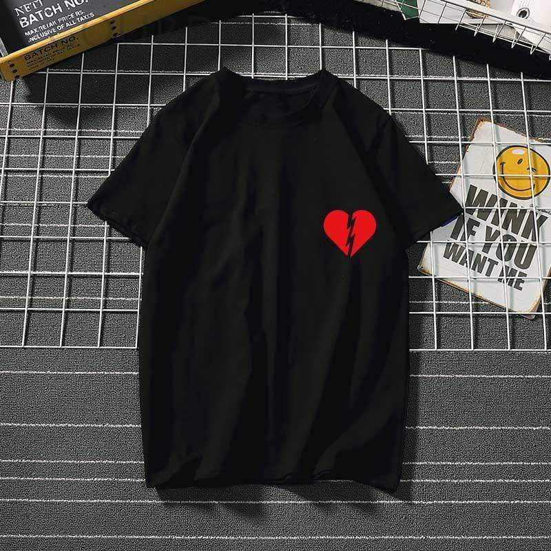 Florydays Camisetas S2 LF Negro / S Camiseta Estampada A La Moda Con Manga Ancha