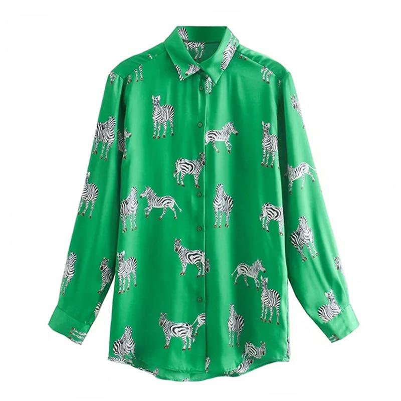 Florydays Camisetas S2 Verde 2 / XS Camiseta Elegante Manga Larga De Leopardo