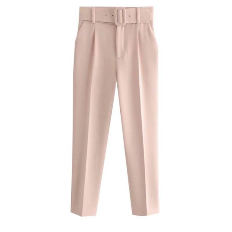Florydays PANTALONES S2 Rosa / XS / España Pantalones Tobilleros para Mujer Cintura Alta con Cinturón